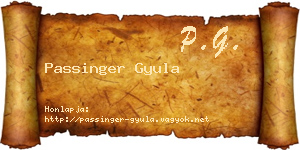 Passinger Gyula névjegykártya